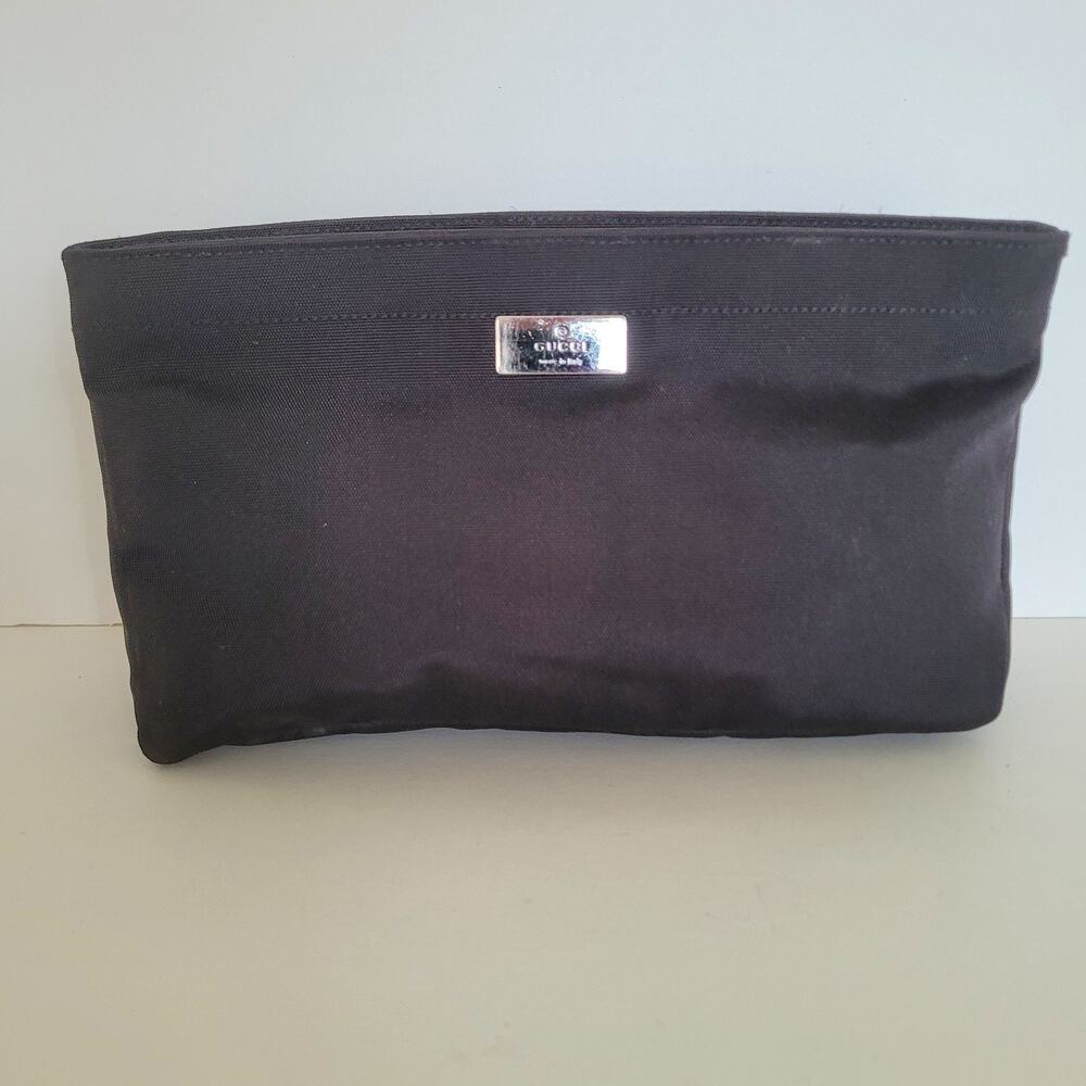 Vintage GUCCI Black Nylon‎ Cosmetic Pouch Bag Clutch 039-0969 Made in Italy